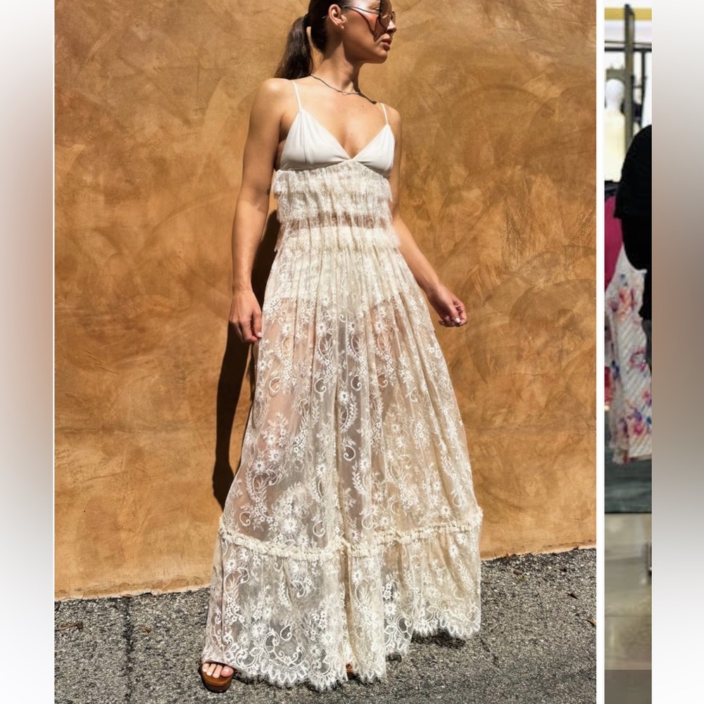 AFRM Cream Lace Maxi Skirt